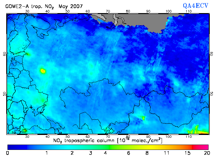 Regional Tropospheric NO2 of May 2007