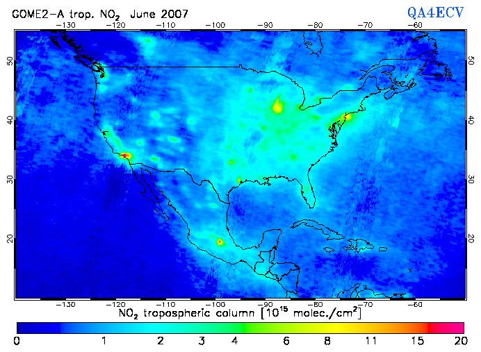 Regional Tropospheric NO2 of June 2007