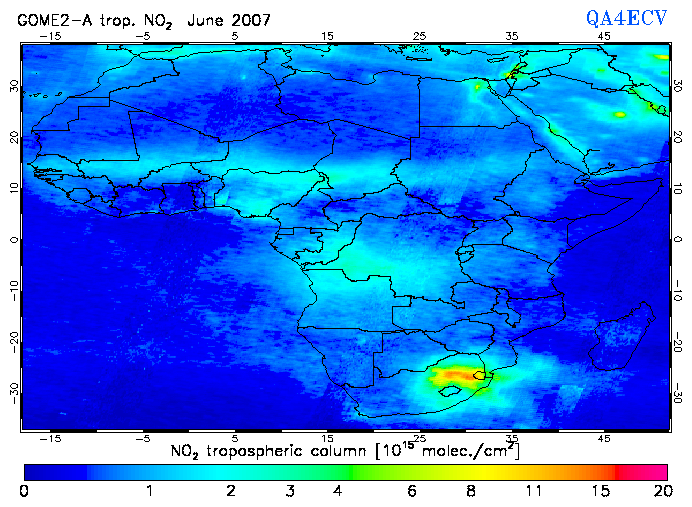 Regional Tropospheric NO2 of June 2007