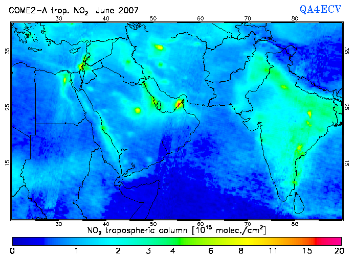 Regional Tropospheric NO2 of June 2007