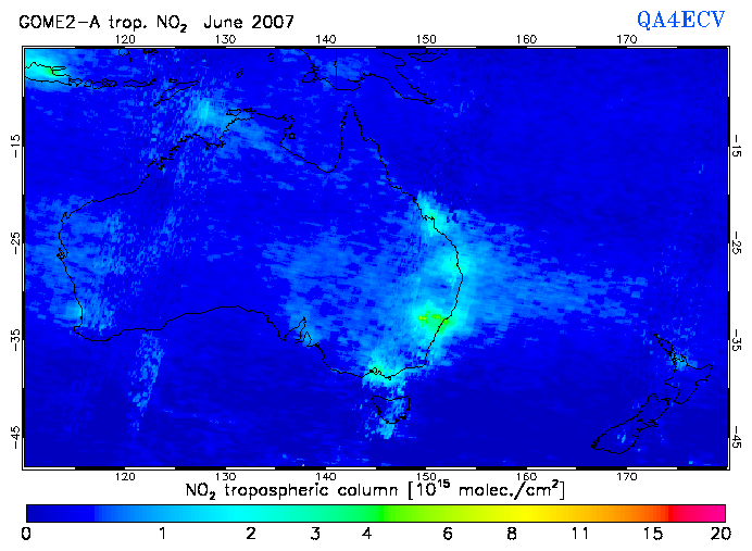 Regional Tropospheric NO2 of June 2007