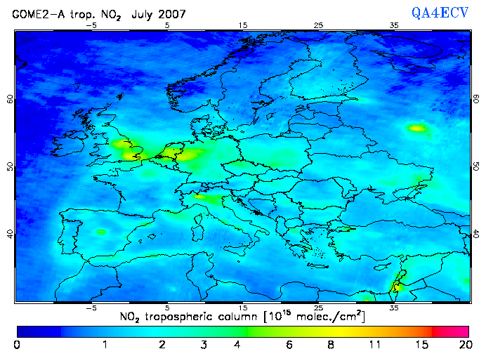 Regional Tropospheric NO2 of July 2007