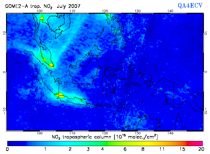 Regional Tropospheric NO2 of July 2007