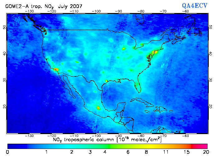 Regional Tropospheric NO2 of July 2007