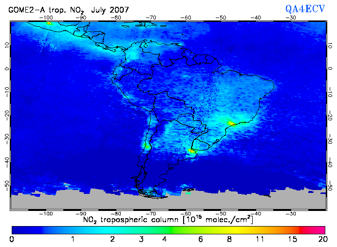 Regional Tropospheric NO2 of July 2007