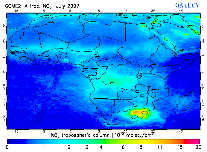 Regional Tropospheric NO2 of July 2007