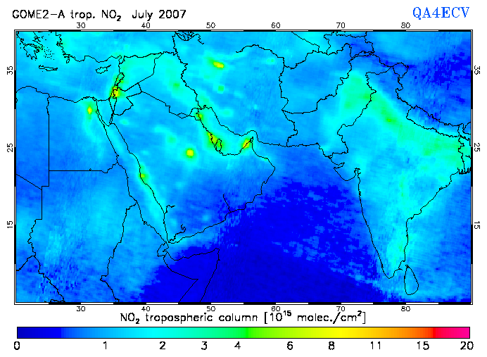 Regional Tropospheric NO2 of July 2007