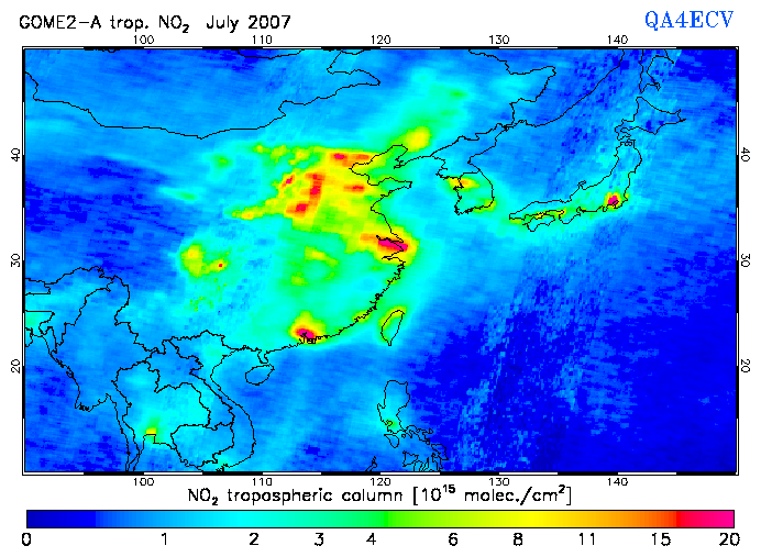 Regional Tropospheric NO2 of July 2007