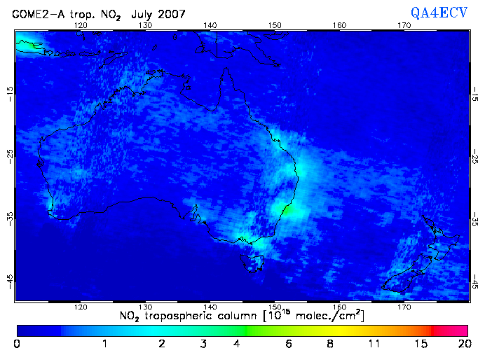 Regional Tropospheric NO2 of July 2007