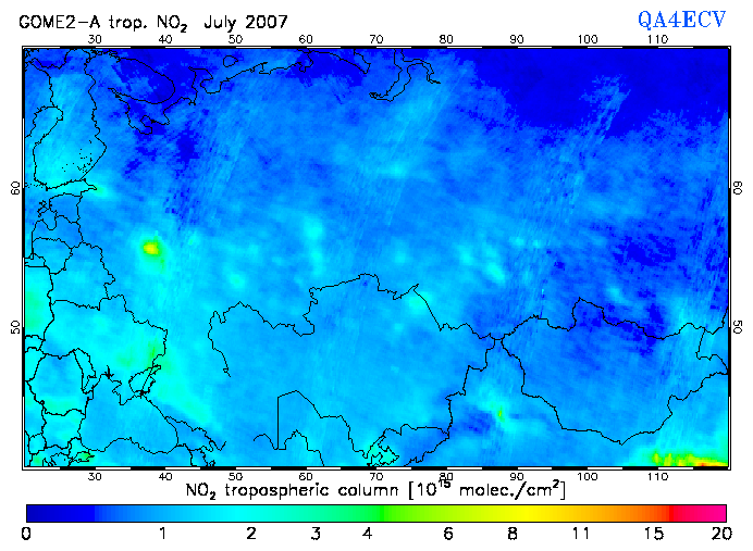Regional Tropospheric NO2 of July 2007