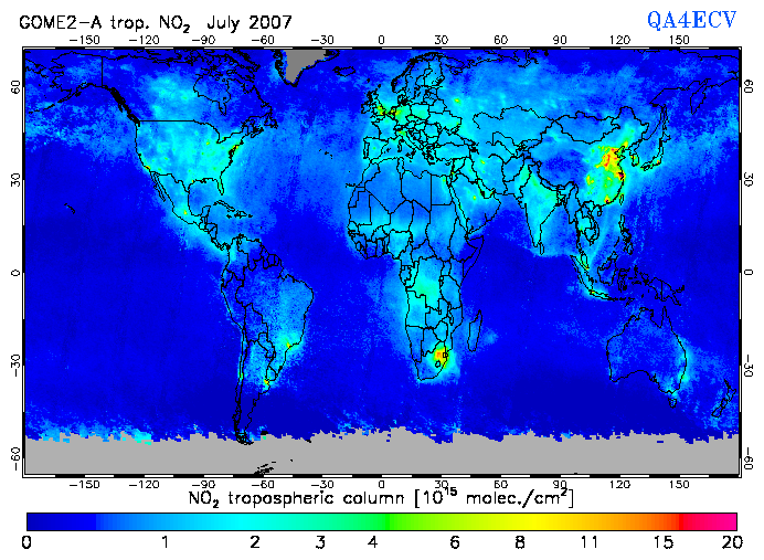 Regional Tropospheric NO2 of July 2007