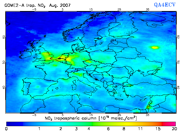 Regional Tropospheric NO2 of August 2007