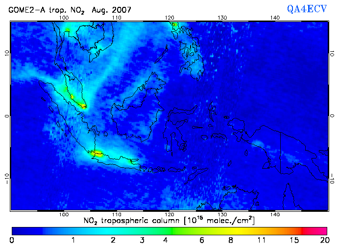Regional Tropospheric NO2 of August 2007