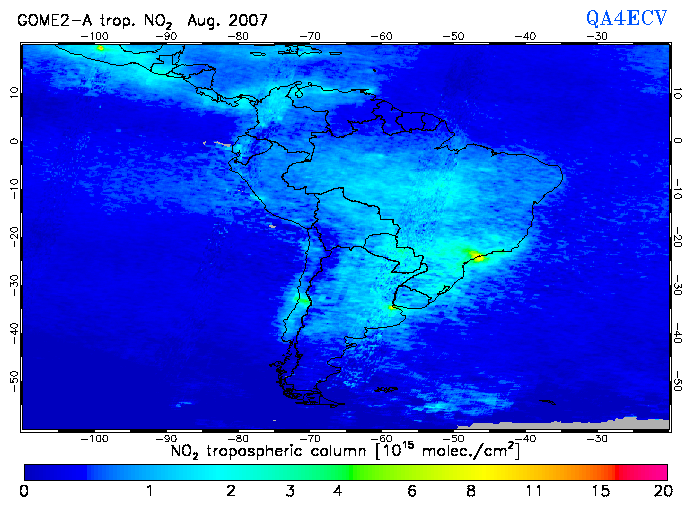 Regional Tropospheric NO2 of August 2007