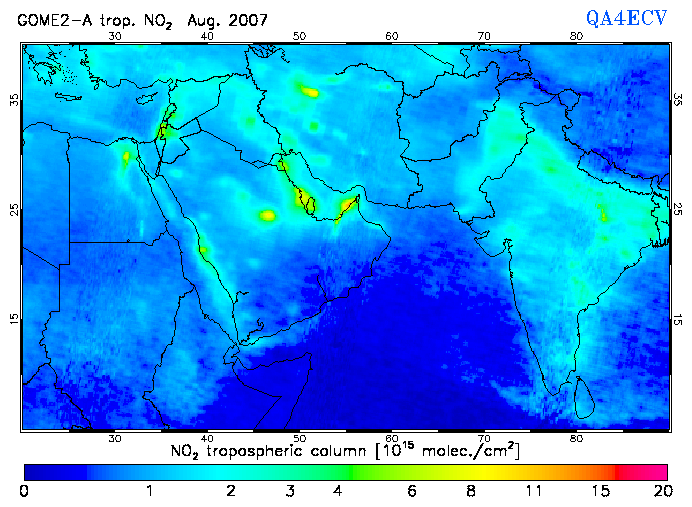 Regional Tropospheric NO2 of August 2007