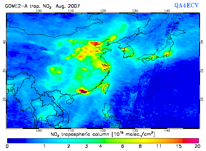 Regional Tropospheric NO2 of August 2007