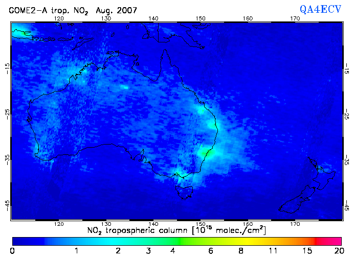 Regional Tropospheric NO2 of August 2007