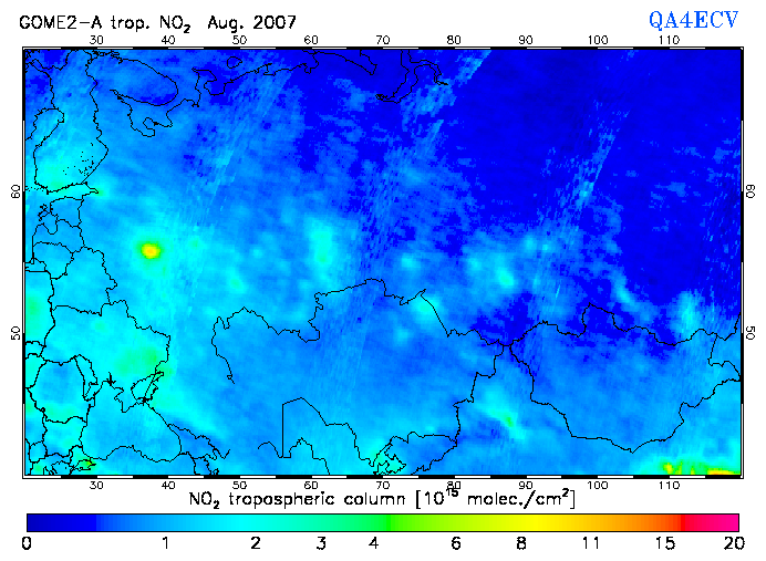 Regional Tropospheric NO2 of August 2007
