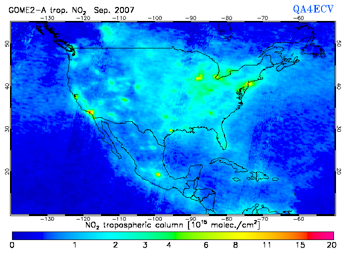Regional Tropospheric NO2 of September 2007