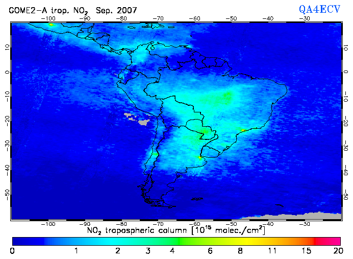 Regional Tropospheric NO2 of September 2007