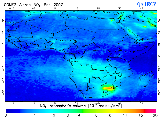 Regional Tropospheric NO2 of September 2007