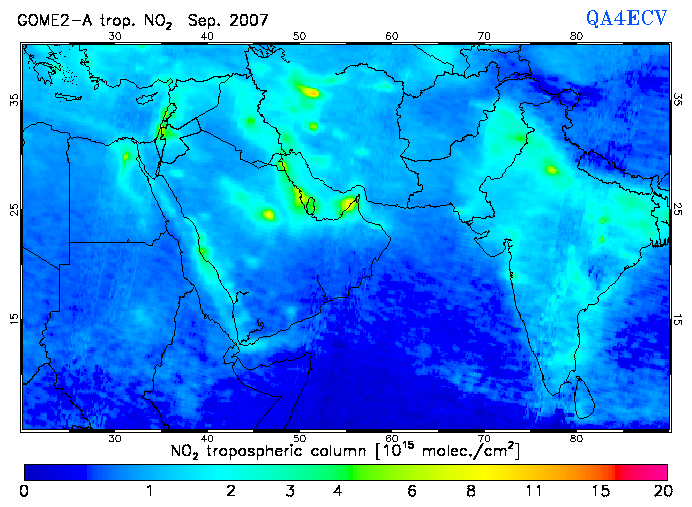 Regional Tropospheric NO2 of September 2007