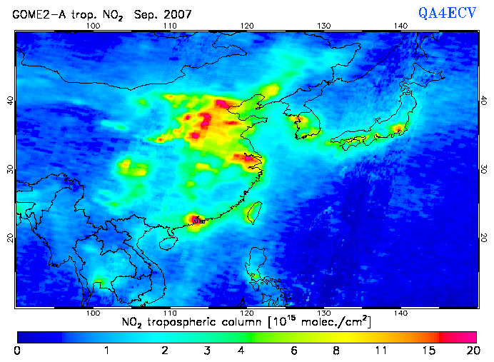 Regional Tropospheric NO2 of September 2007