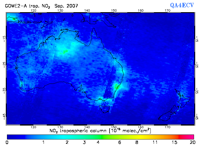 Regional Tropospheric NO2 of September 2007