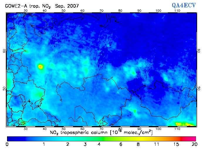 Regional Tropospheric NO2 of September 2007
