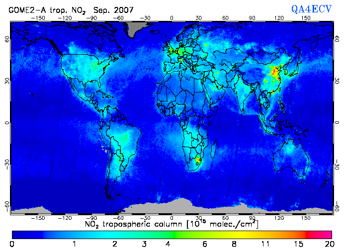 Regional Tropospheric NO2 of September 2007