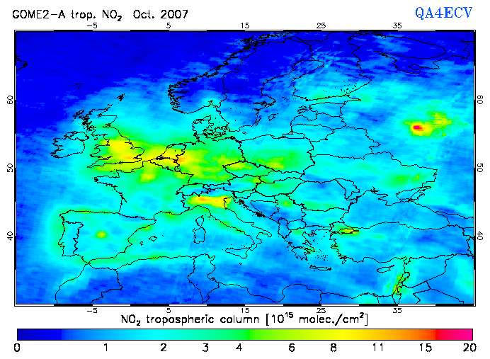 Regional Tropospheric NO2 of October 2007