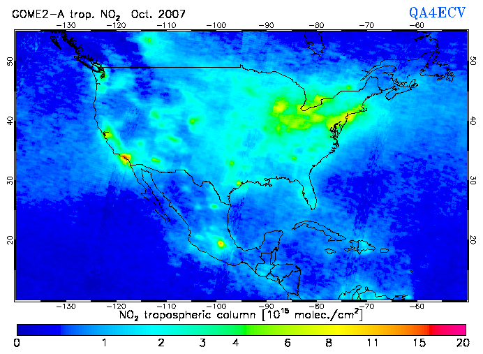 Regional Tropospheric NO2 of October 2007