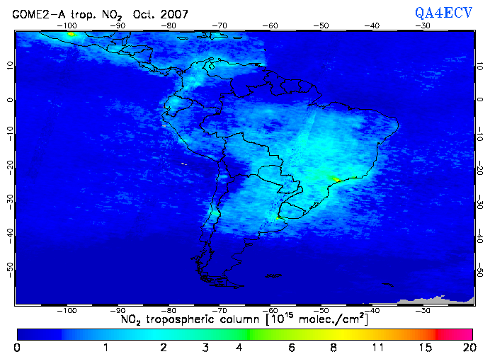 Regional Tropospheric NO2 of October 2007