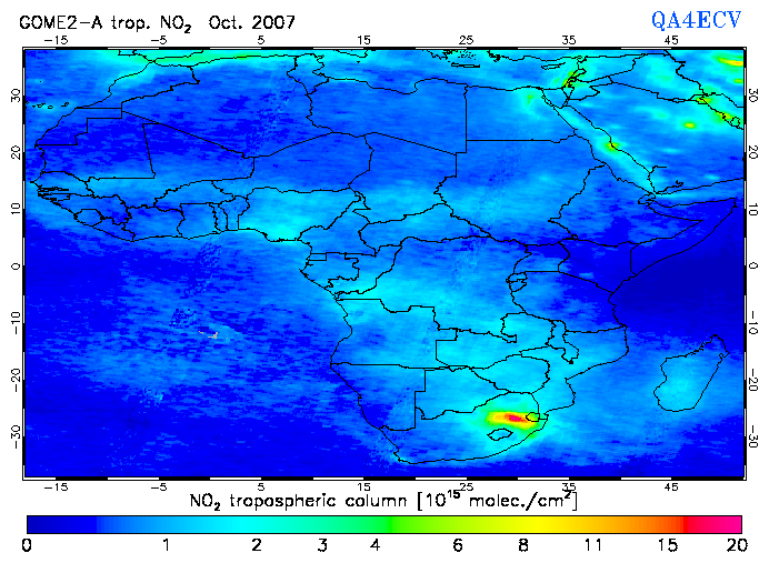 Regional Tropospheric NO2 of October 2007