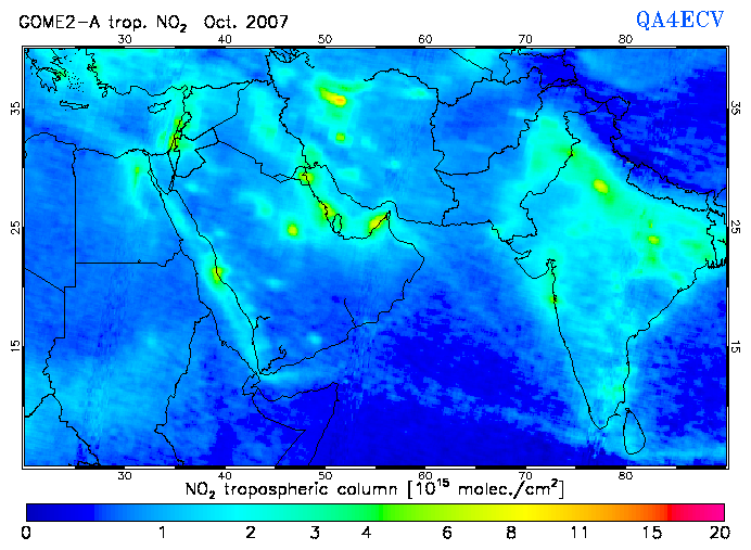 Regional Tropospheric NO2 of October 2007