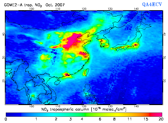 Regional Tropospheric NO2 of October 2007