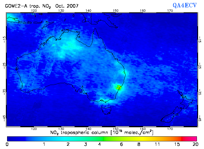 Regional Tropospheric NO2 of October 2007