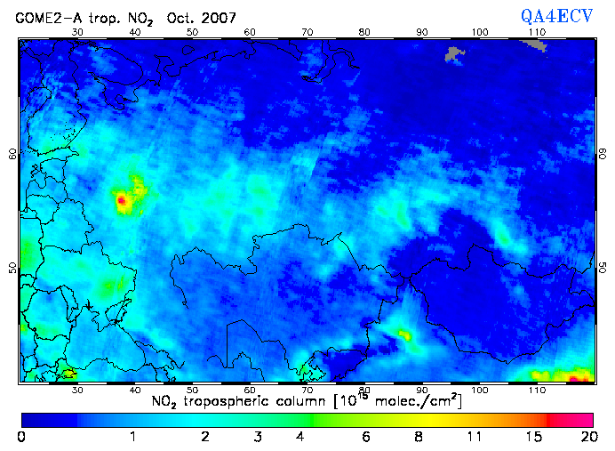 Regional Tropospheric NO2 of October 2007