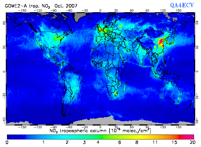 Regional Tropospheric NO2 of October 2007