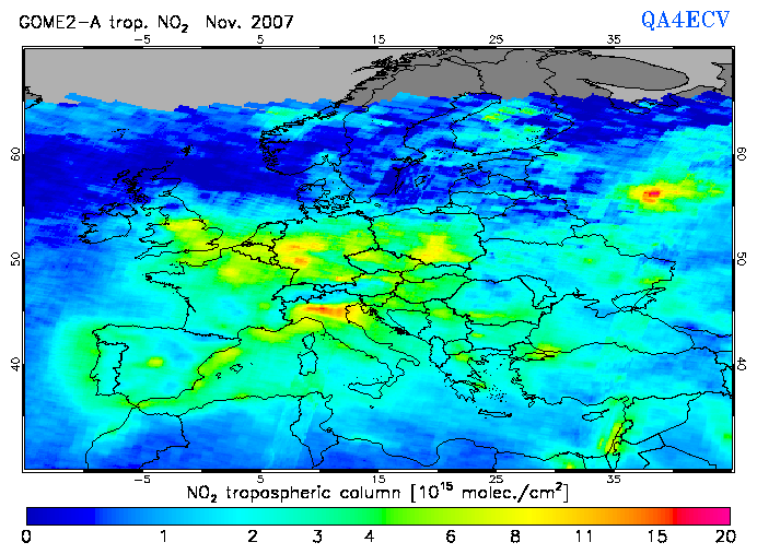 Regional Tropospheric NO2 of November 2007