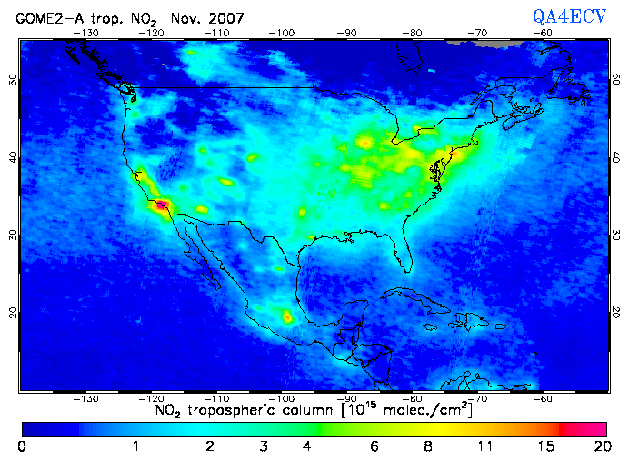 Regional Tropospheric NO2 of November 2007