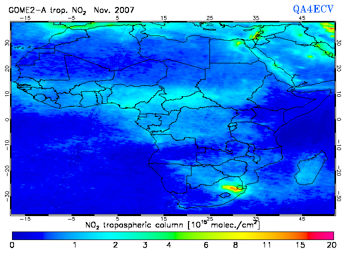 Regional Tropospheric NO2 of November 2007