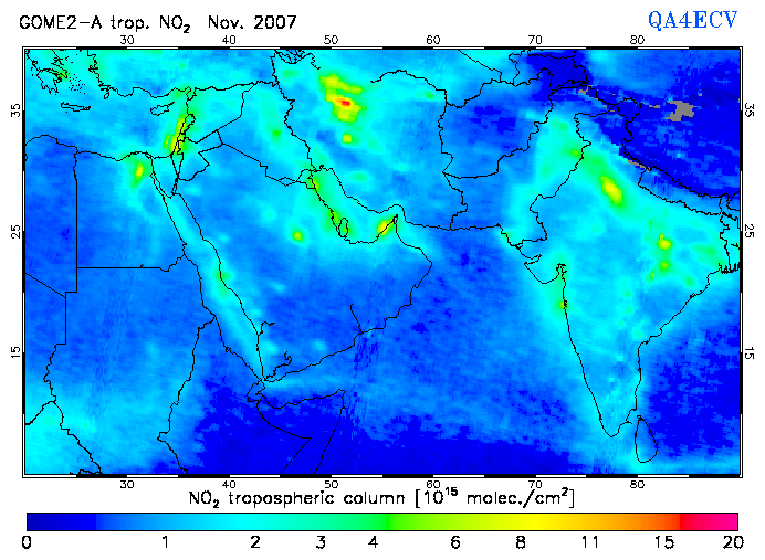 Regional Tropospheric NO2 of November 2007