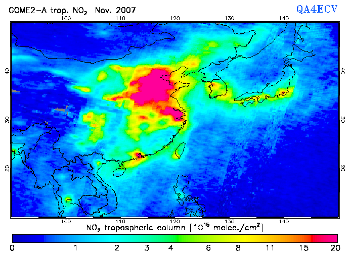 Regional Tropospheric NO2 of November 2007
