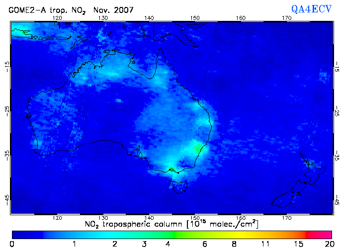 Regional Tropospheric NO2 of November 2007