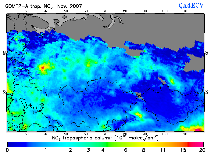 Regional Tropospheric NO2 of November 2007
