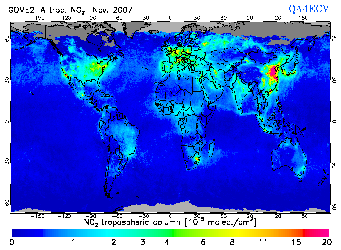 Regional Tropospheric NO2 of November 2007