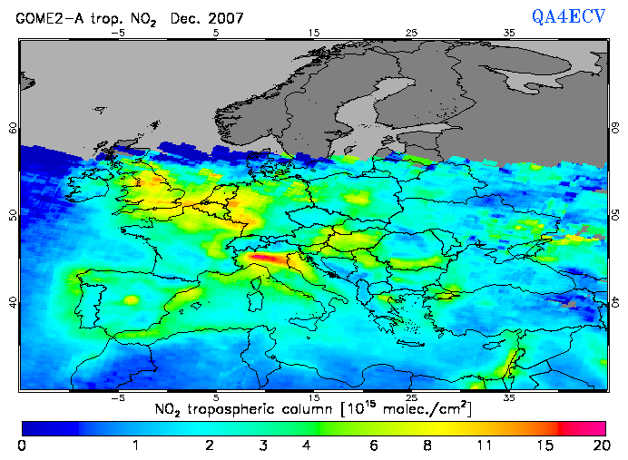 Regional Tropospheric NO2 of December 2007