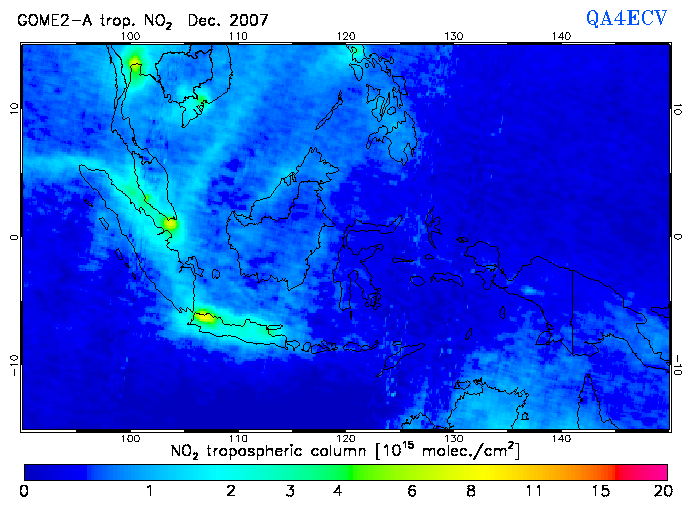 Regional Tropospheric NO2 of December 2007