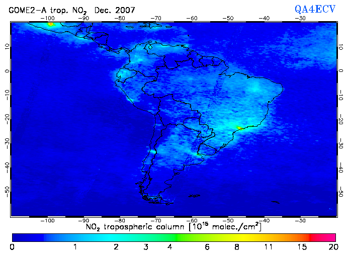Regional Tropospheric NO2 of December 2007